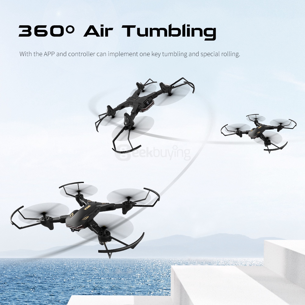 VISUO XS809S BATTLES SHARKS 720P WIFI FPV Wide Angle Camera Foldable RC Quadcopter RTF - Black