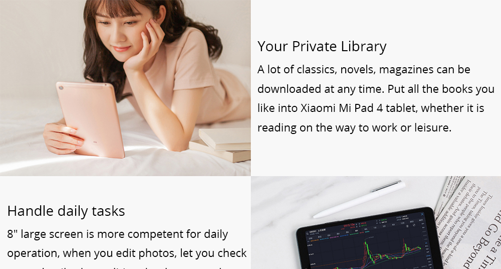 Xiaomi Mi Pad 4 WiFi Tablet PC MIUI 9 Qualcomm Snapdragon 660 Octa Core 8" 1920*1200 3GB DDR4 32GB eMMC - Gold