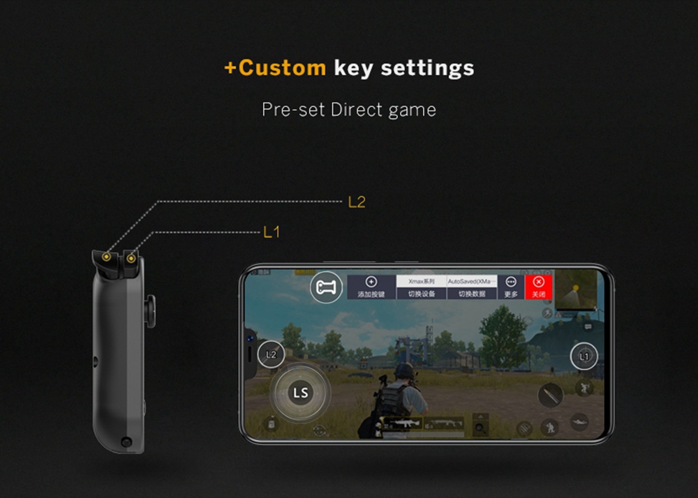 HandJoy X-MAX Wireless Bluetooth 4.0 Singe-hand Game Controller with Telescopic Phone for Android/IOS Smartphone - Gray
