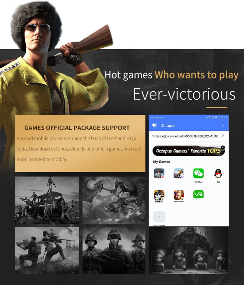 MOCUTE 056 Mobile Wireless Bluetooth Game Controller Support iOS/Android - White