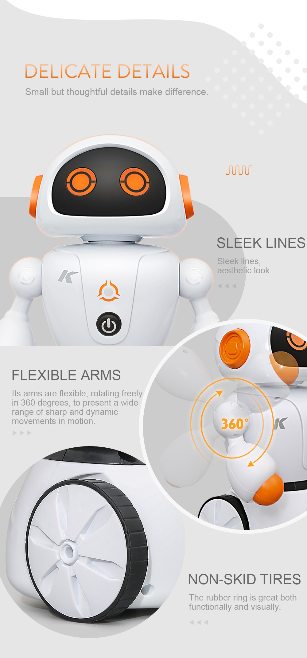 JJRC R6 CADY WIGI RC Robot Path Tracking Intelligent Programming with Light RTR - Orange