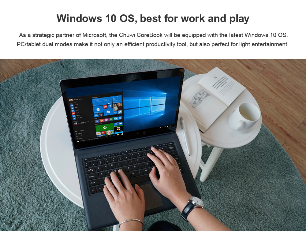 [HK Stock] Chuwi CoreBook 2 in 1 Tablet PC Intel Core M3 7Y30 Dual Core 13.3" FHD 1920*1080 8GB DDR3L 128GB SSD - Black