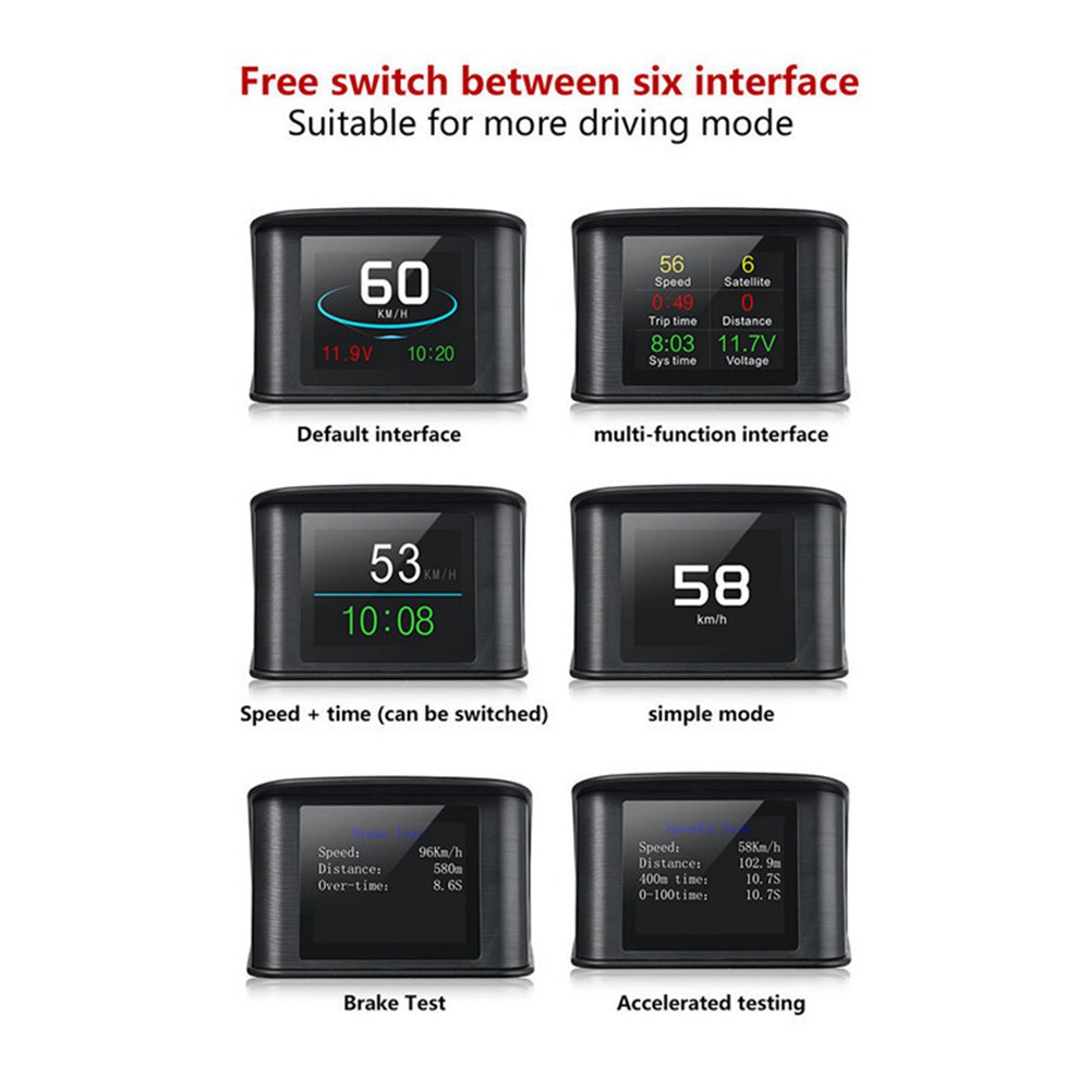 T600 2.6 Inch Car HUD Head-Up Display Intelligent Digital Instrument GPS Hnavigation Windscreen Speed Projector - Black