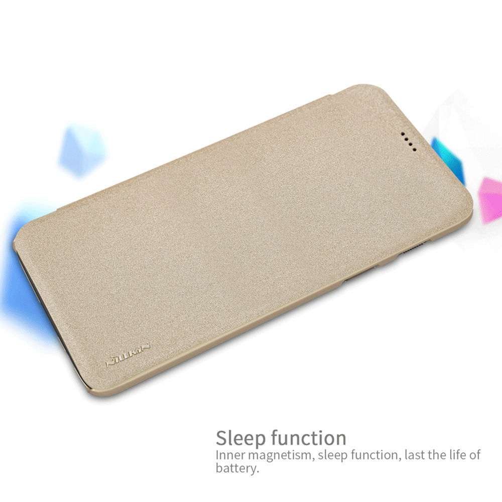 Nillkin Sparkle Series Leather Case For Oneplus 6 Protective Phone Shell - Golden