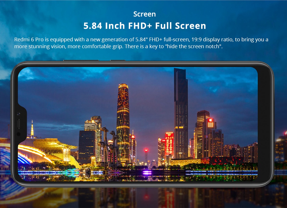 Xiaomi Redmi 6 Pro 5.84 Inch 4G LTE Smartphone Snapdragon 625 4GB 64GB 12.0MP+5.0MP Dual Rear Cameras MIUI 9 4000mAh Touch ID 19:9 FHD+ Screen - Blue