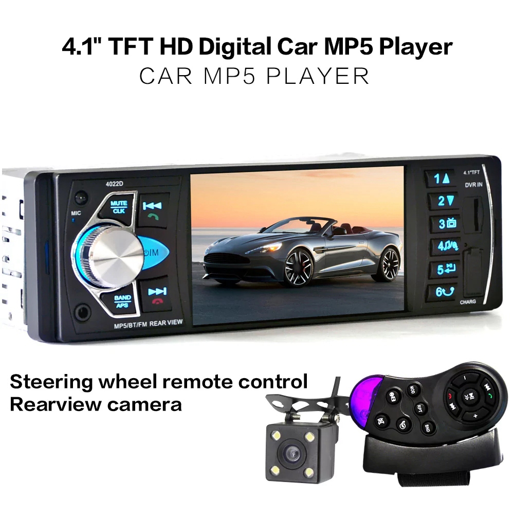 4.1inch Touch Screen Car MP5 Player Bluetooth USB Radio Multimedia Audio Video