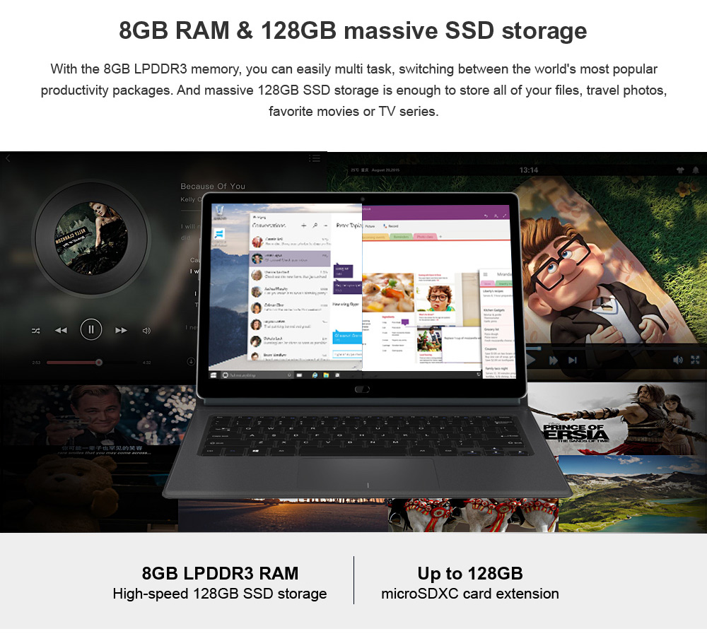 [HK Stock] Chuwi CoreBook 2 in 1 Tablet PC Intel Core M3 7Y30 Dual Core 13.3" FHD 1920*1080 8GB DDR3L 128GB SSD - Black