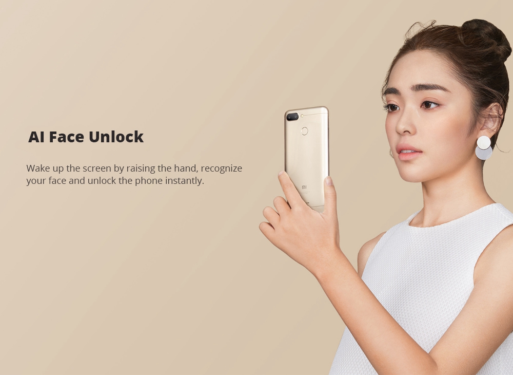 Xiaomi Redmi 6 5.45 Inch 4G LTE Smartphone MTK Helio P22 3GB 32GB 12.0MP+5.0MP Dual Rear Cameras Android 8.1 OS 18:9 Screen AI Face Unlock - Gold