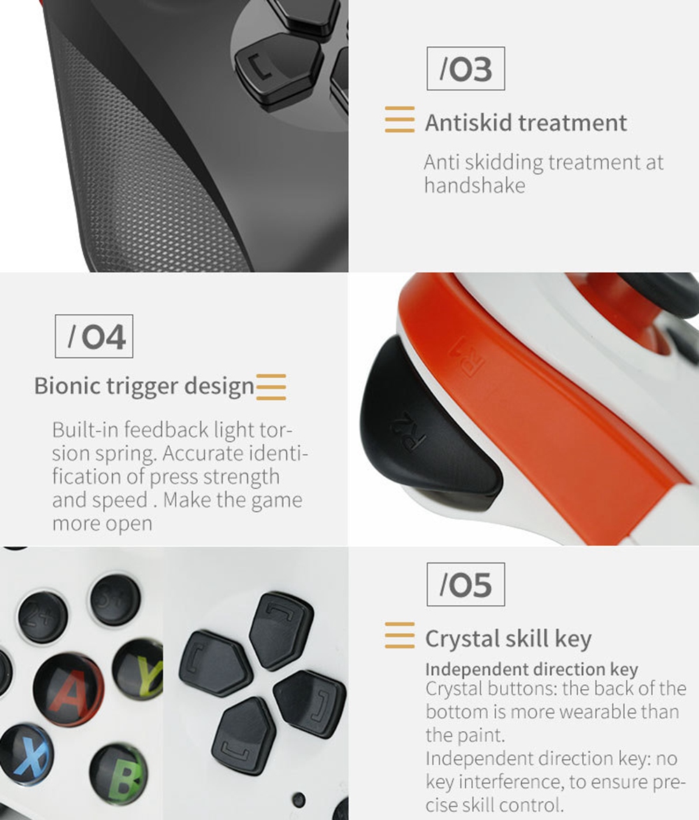 MOCUTE 056 Mobile Wireless Bluetooth Game Controller Support iOS/Android - White