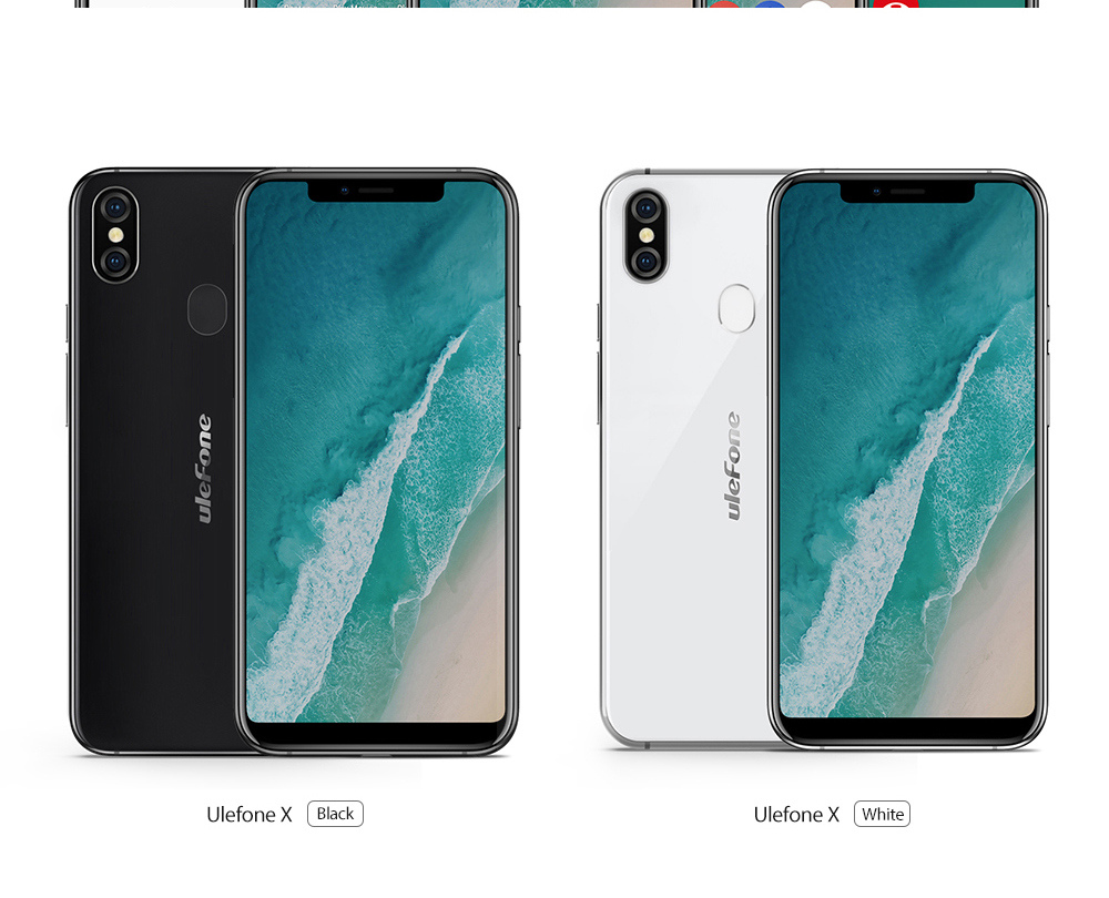 [HK Stock]Ulefone X 5.85 Inch 4G LTE Smartphone MTK6763 4GB 64GB 13.0MP+5.0MP Dual Rear Cameras Android 8.1 Face Unlock HD+ Screen - White