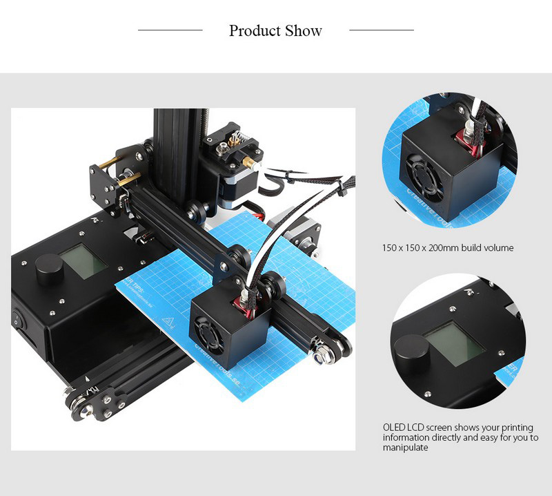 [HK Stock] CREALITY Ender-2 DIY 3D Printer Kit 1.75mm / 0.4mm Nozzle 150*150*200mm Printing Size