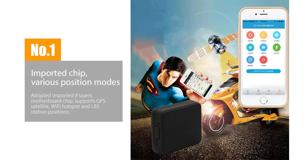 K8 Portable GPS Tracker Vibration Real-time Tracking Locator Strong Magnet Geo-fence Alarm Historical Track Query - Black