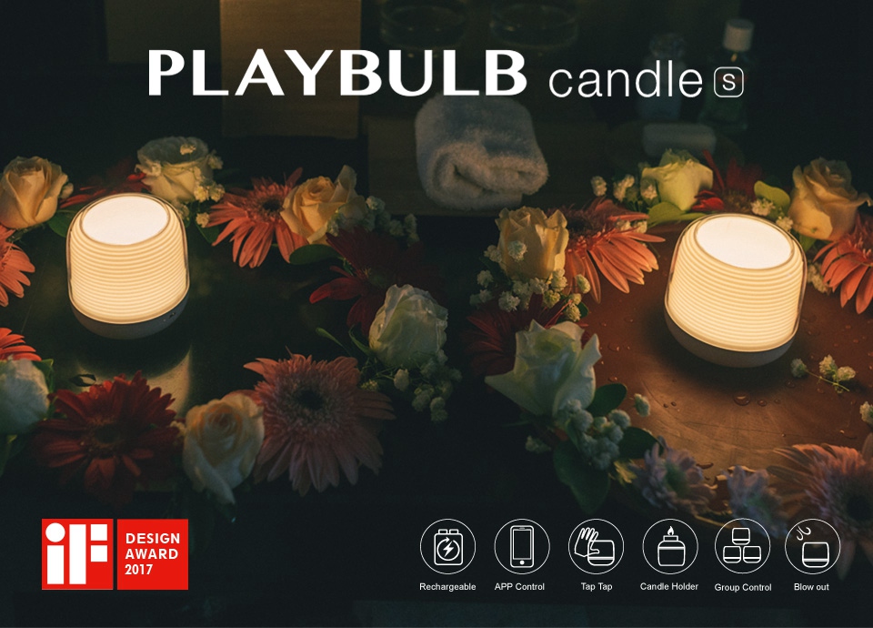 MIPOW BTL305 PLAYBULB Smart Remote Candle USB Charge Candle Holders Timer RGB Changeable Light Color Flameless LED Light