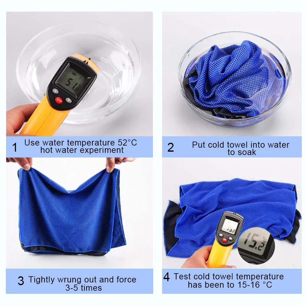 Evaporative Cooling Towel 40"x12" Snap Cooling Towel Microfiber Quick-Dry For Fitness Gym Yoga Pilates Travel Camping Outdoor Sports - Dark Blue