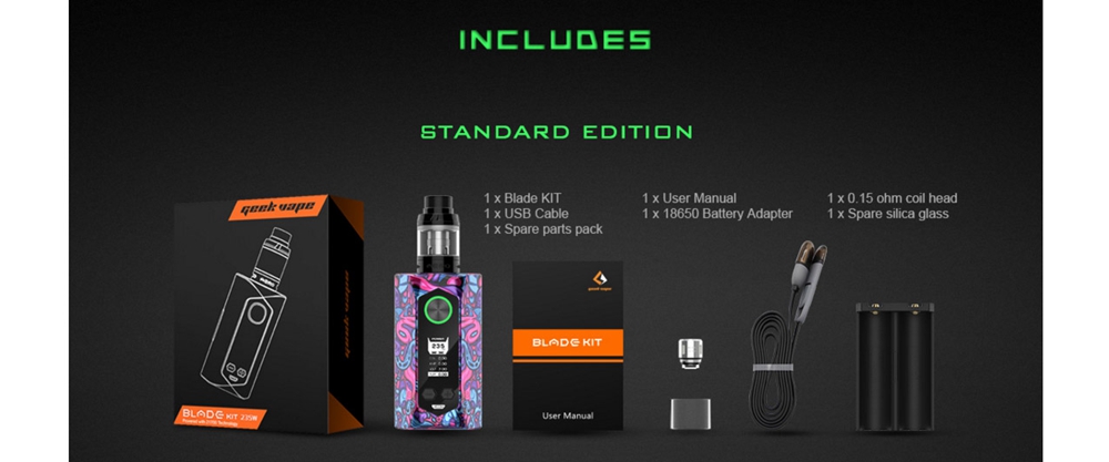 Electronic Cigarette Geekvape Blade 235W Mod Kit with Aero Tank Atomizer - Matte Black