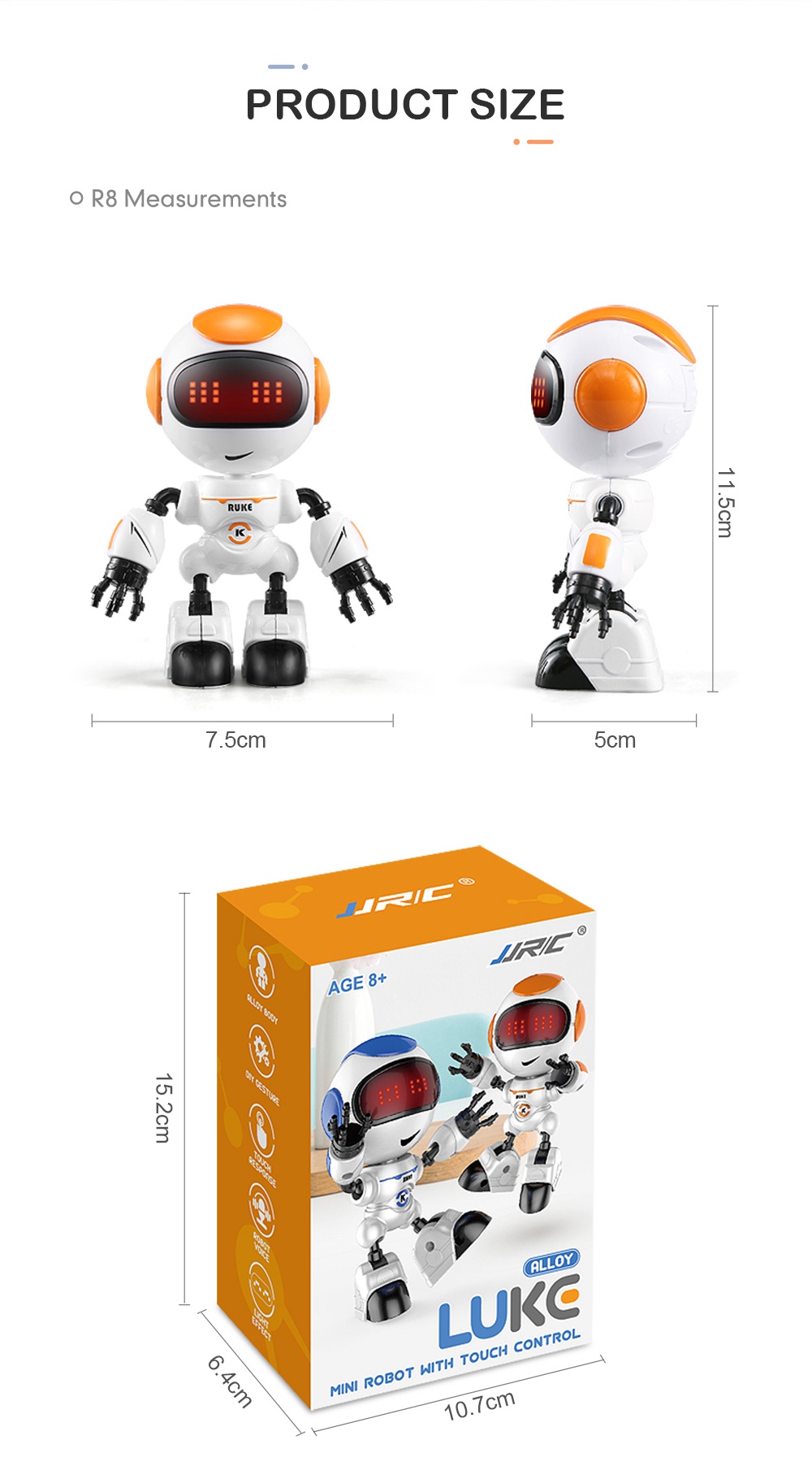 JJRC R8 LUKE Intelligent Robot Touch Response Alloy Body DIY Gesture RTR - Random Color