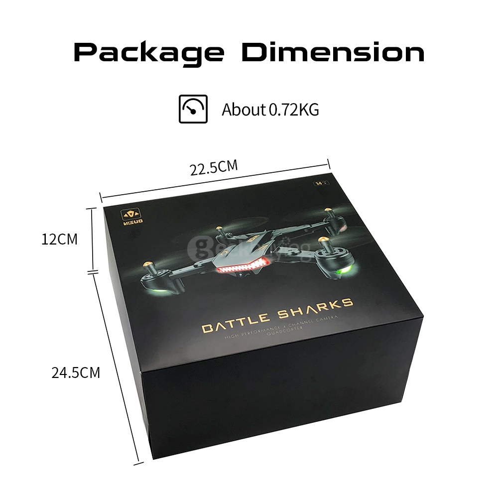 VISUO XS809S BATTLES SHARKS RC Quadcopter RTF + Extra 3.7V 1800mAh Li-po Battery