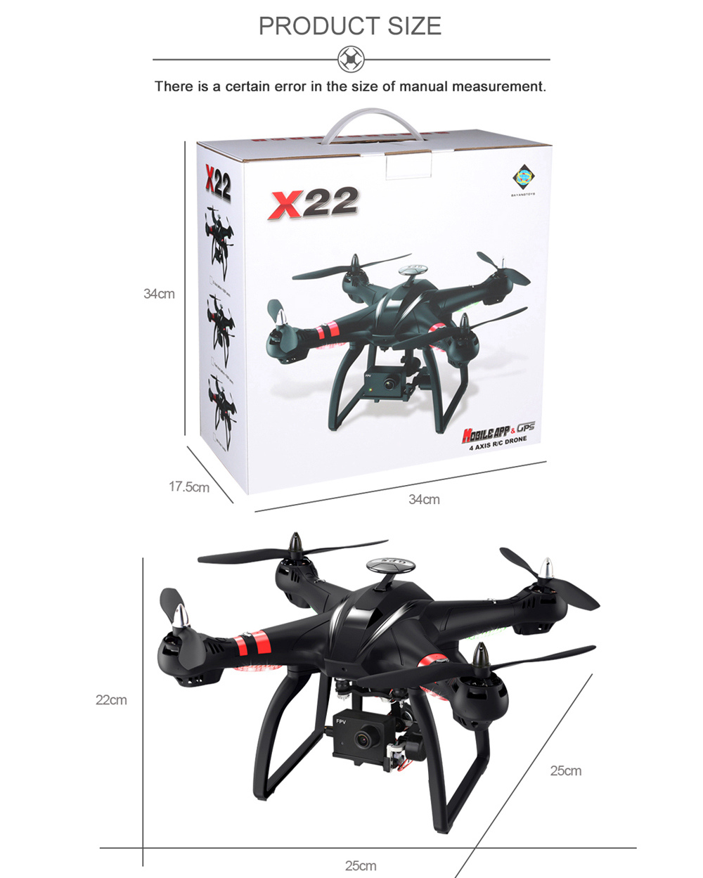BAYANGTOYS X22 Dual GPS WIFI FPV Brushless Drone with 3-Axis Gimbal 1080P HD Camera RC Quadcopter RTF