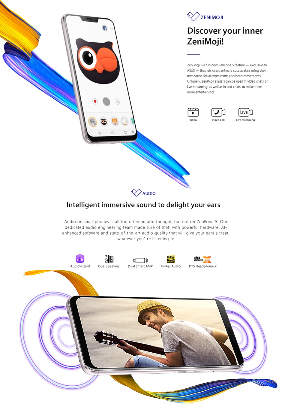 [HK Stock][Official Global Version]ASUS ZenFone 5 ZE620KL 6.2 Inch 4G LTE Smartphone Snapdragon 636 4GB 64GB 12.0MP+8.0MP Dual Rear Cameras Android Oreo Full Screen Type-C Touch ID NFC OTG - Silver