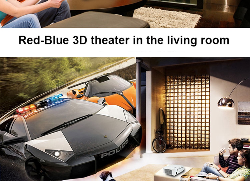 LED-86+WIFI 5.8-inch Screen Projector LCD Screen + LED light - White