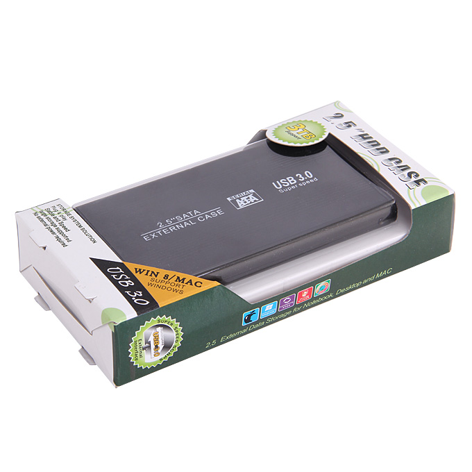 2.5" SATA To USB 3.0 HDD Case Hard Disk Drive Case HDD Enclosures - Black