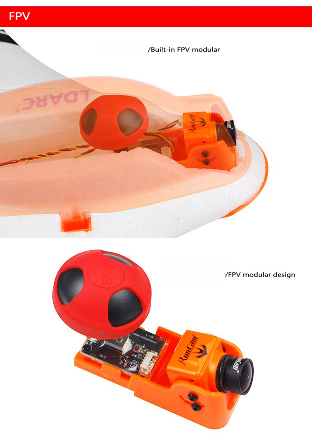 Kingkong/LDARC FPV WING 800X RC Airplane 768mm Wingspan EPO PNP Version - Orange