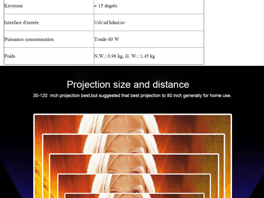 GP-9 4-inch Screen Projector LCD Screen + LED light - White