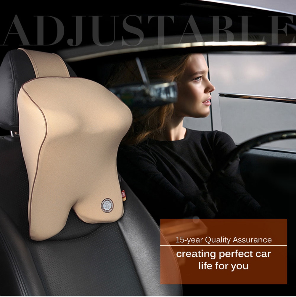 GiGi G-1603 Soft Car Neck Pillow Space Memory Cotton Guardian Headrest Integrative Design - Beige