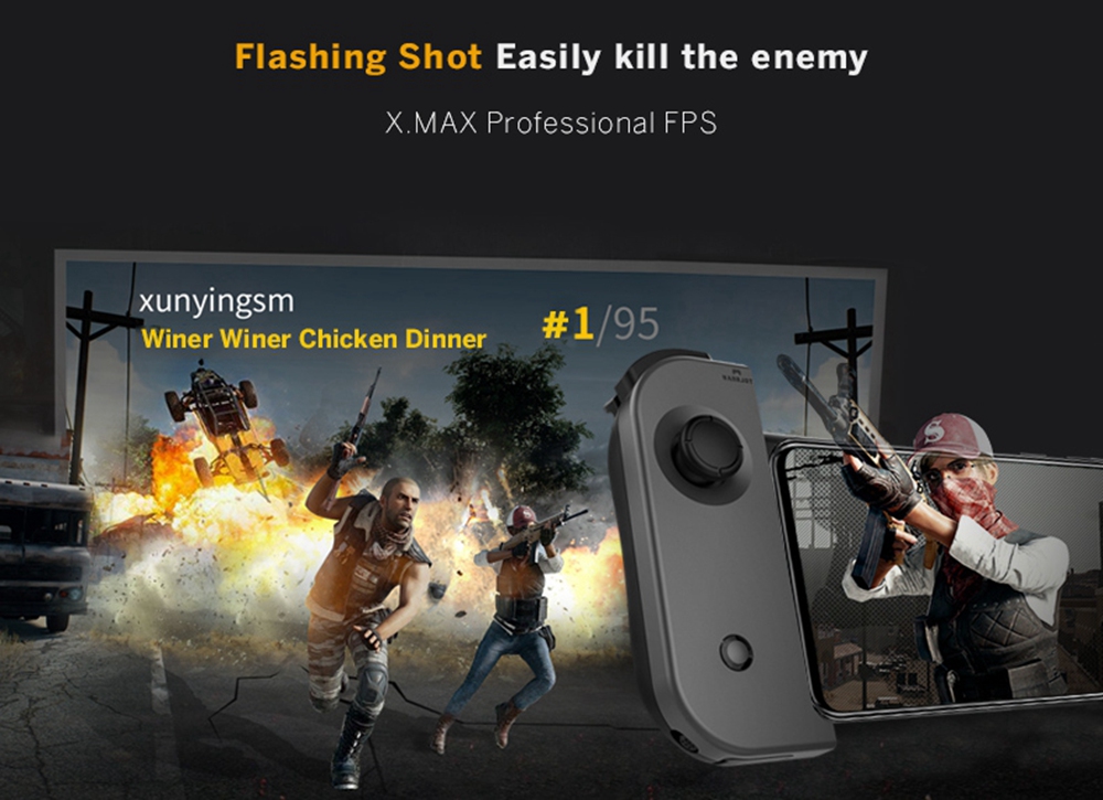 HandJoy X-MAX Wireless Bluetooth 4.0 Singe-hand Game Controller with Telescopic Phone for Android/IOS Smartphone - Gray