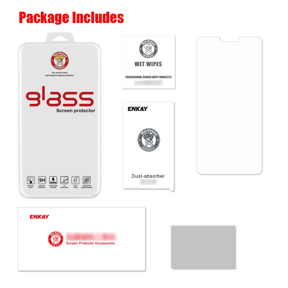 [HK Stock]Oneplus 6 Tempered Glass Screen Protector ENKAY Hat-Prince 0.26mm 2.5D Explosion-proof Membrane - Transparent