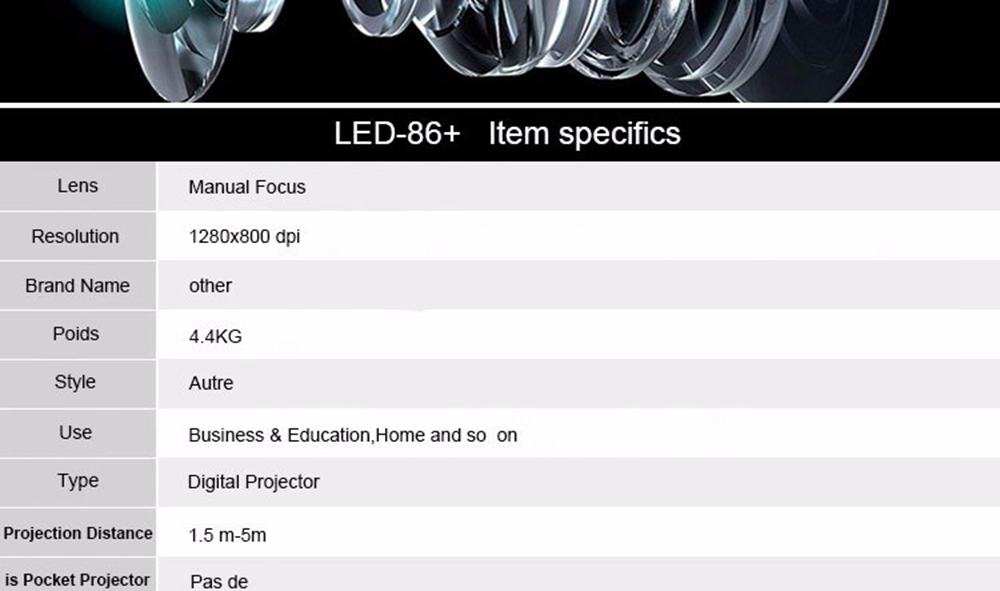 LED-86+ 5.8-inch Screen Projector LCD Screen + LED light - White