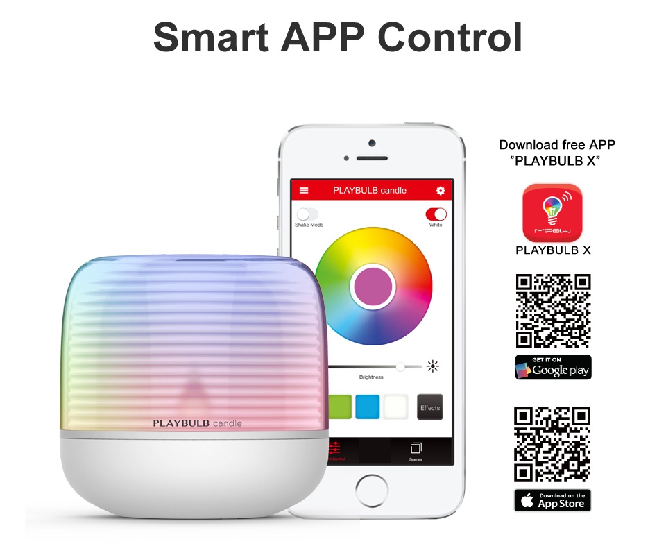 MIPOW BTL305 PLAYBULB Smart Remote Candle USB Charge Candle Holders Timer RGB Changeable Light Color Flameless LED Light