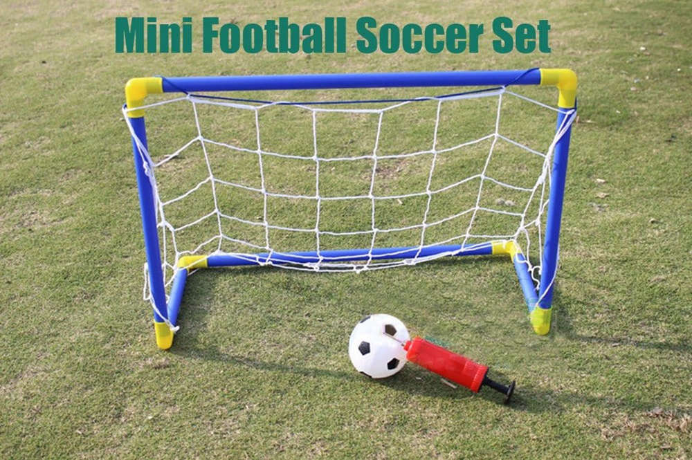 Mini Football Soccer Goal Post Net Set with Pump