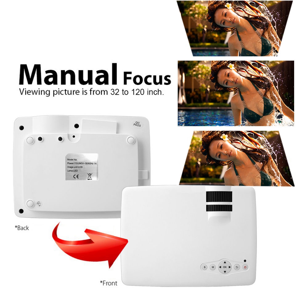 GP-9 4-inch Screen Projector LCD Screen + LED light - White