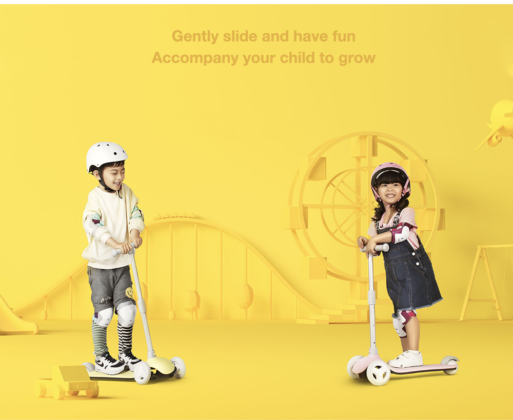 Xiaomi Mitu Kids 3 Wheels Scooter Multiple Security Protection Double Spring Gravity Steering System For Children 3 To 6 Years Old - Yellow