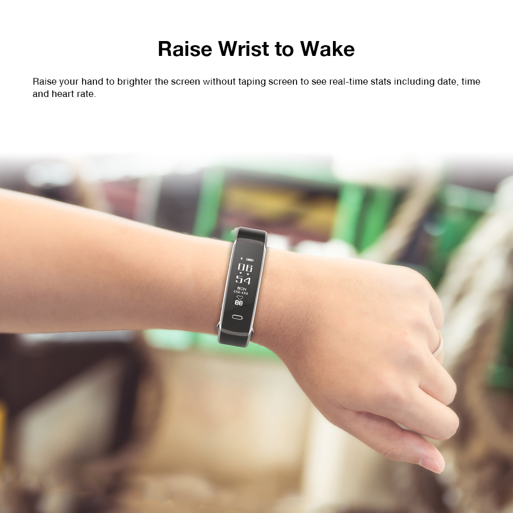 Makibes R3 Smart Bracelet Continuous Heart Rate Monitor Touchscreen IP67 Water Resistant Bluetooth Compatible With IOS Android - Black