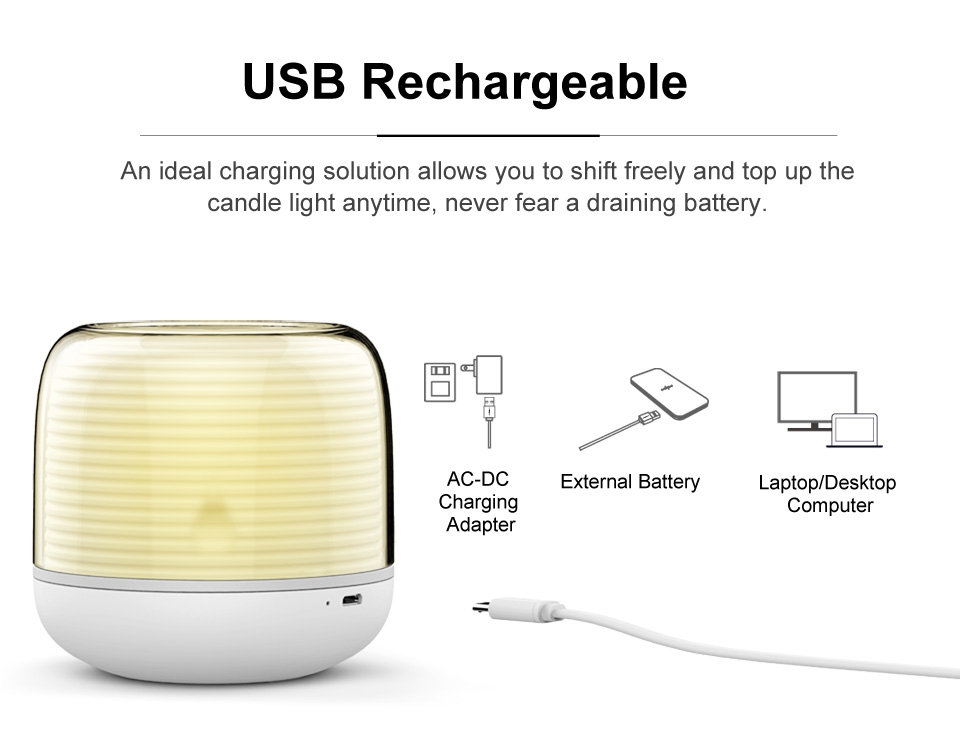 MIPOW BTL305 PLAYBULB Smart Remote Candle USB Charge Candle Holders Timer RGB Changeable Light Color Flameless LED Light