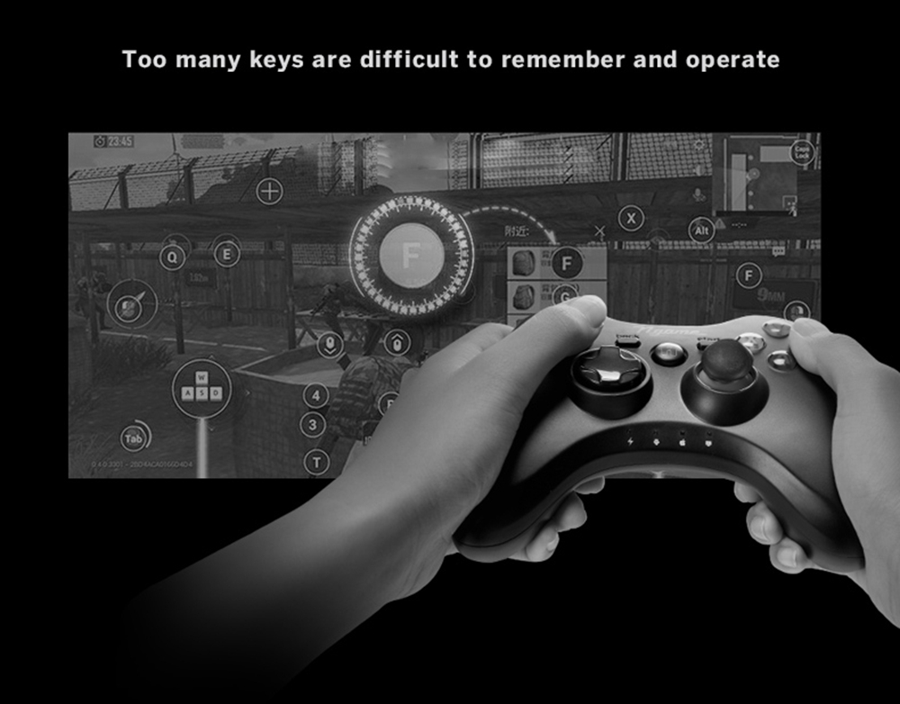 HandJoy X-MAX Wireless Bluetooth 4.0 Singe-hand Game Controller with Telescopic Phone for Android/IOS Smartphone - Gray