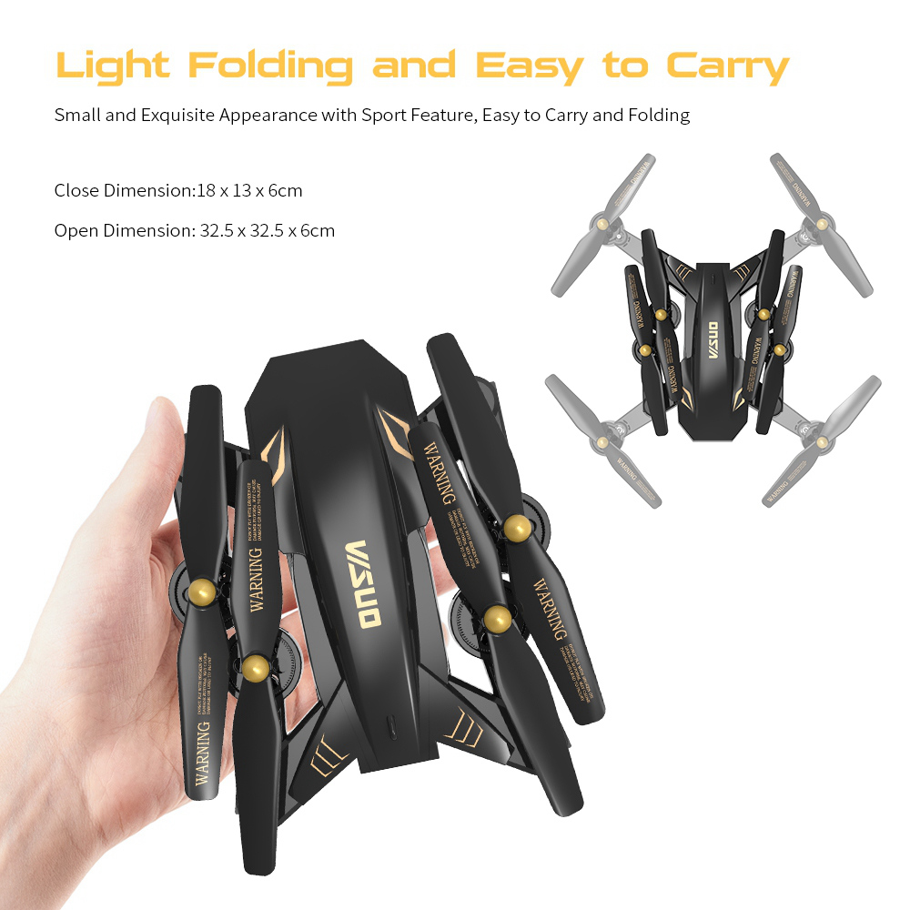 VISUO XS809S BATTLES SHARKS 720P WIFI FPV Foldable with HD Wide Angle Camera RC Quadcopter RTF Black - Two Battery