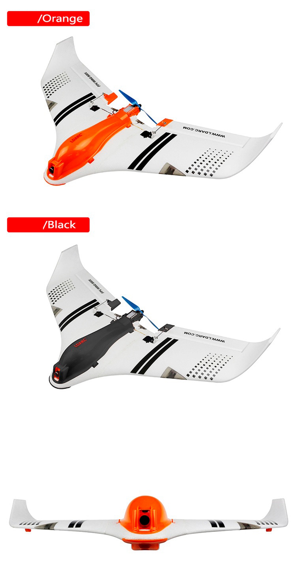Kingkong/LDARC FPV WING 800X RC Airplane 768mm Wingspan EPO PNP Version - Black