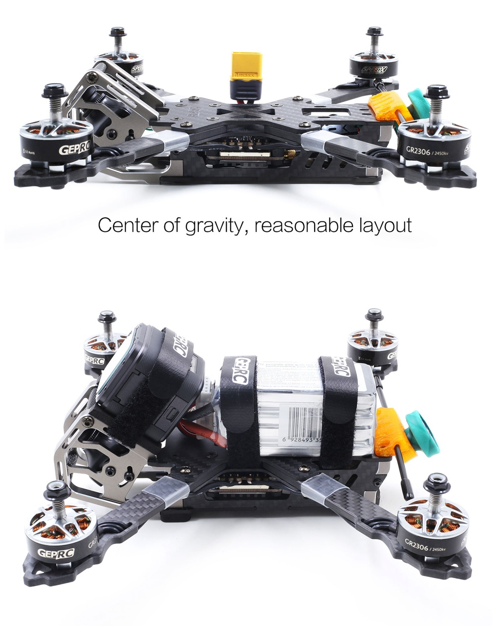 GEPRC Elegant 230mm FPV Racing Drone SPAN F4 FC BLHeli_s 2-5S 40A Dshot600 ESC 5.8G 48CH VTX Frsky R-XSR Receiver - BNF