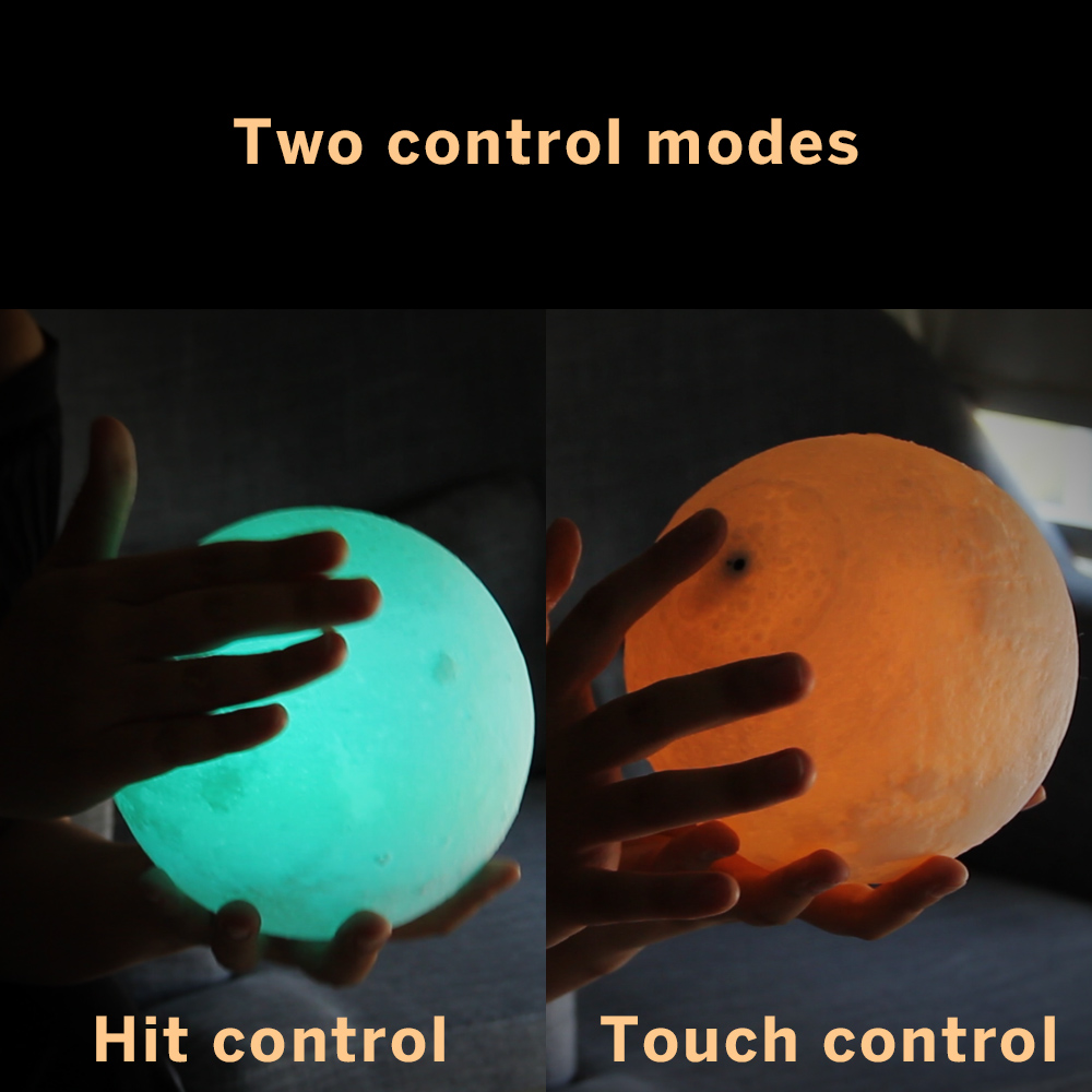 Geekbes 3D LED Moon Light  Dia.13cm Colorful Touch Control Nightlights Creative Gifts - White