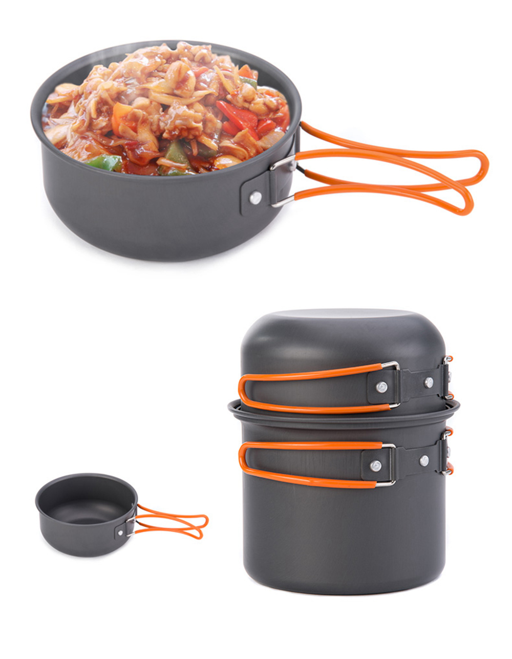 NatureHike Outdoor Utensil Portable Picnic Pot Set Light Weight For 2-3 Persons Picnic Barbecue Outdoor Camping - Gray