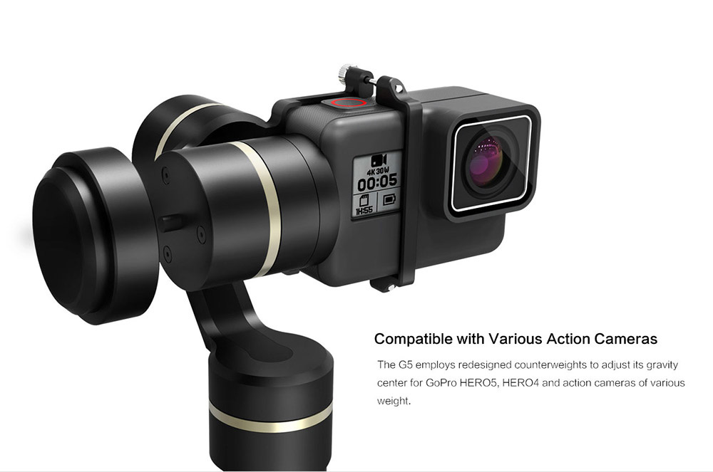 [HK Stock]Feiyu Tech G5 V2 3-Axis Splash-proof Brushless Handheld Gimbal for Gopro HERO 6/5/4/3 Action Cameras of Similar Size
