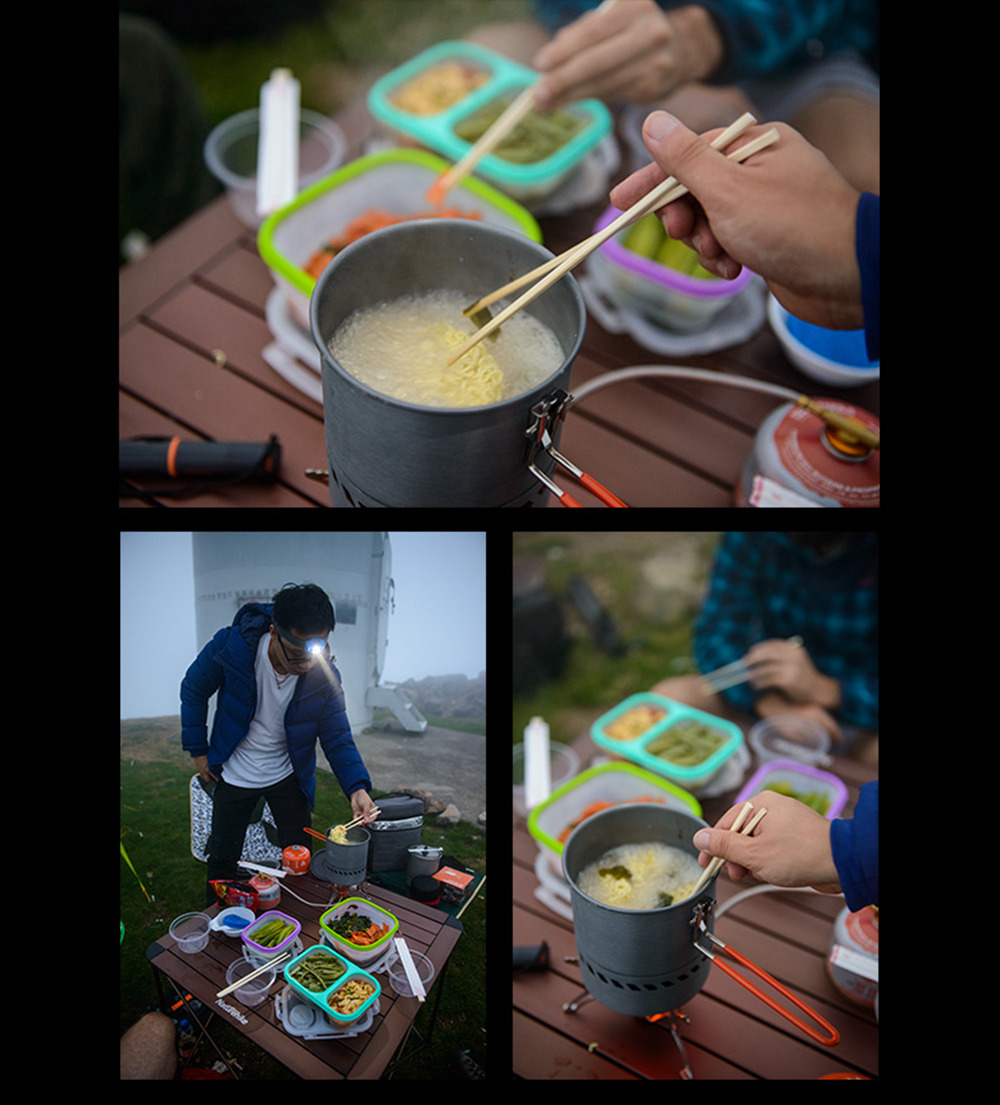 NatureHike Camping Pot Energy-saving Single Pot Outdoor Cooking Utensils Set Camping Barbecue Cutlery - Gray