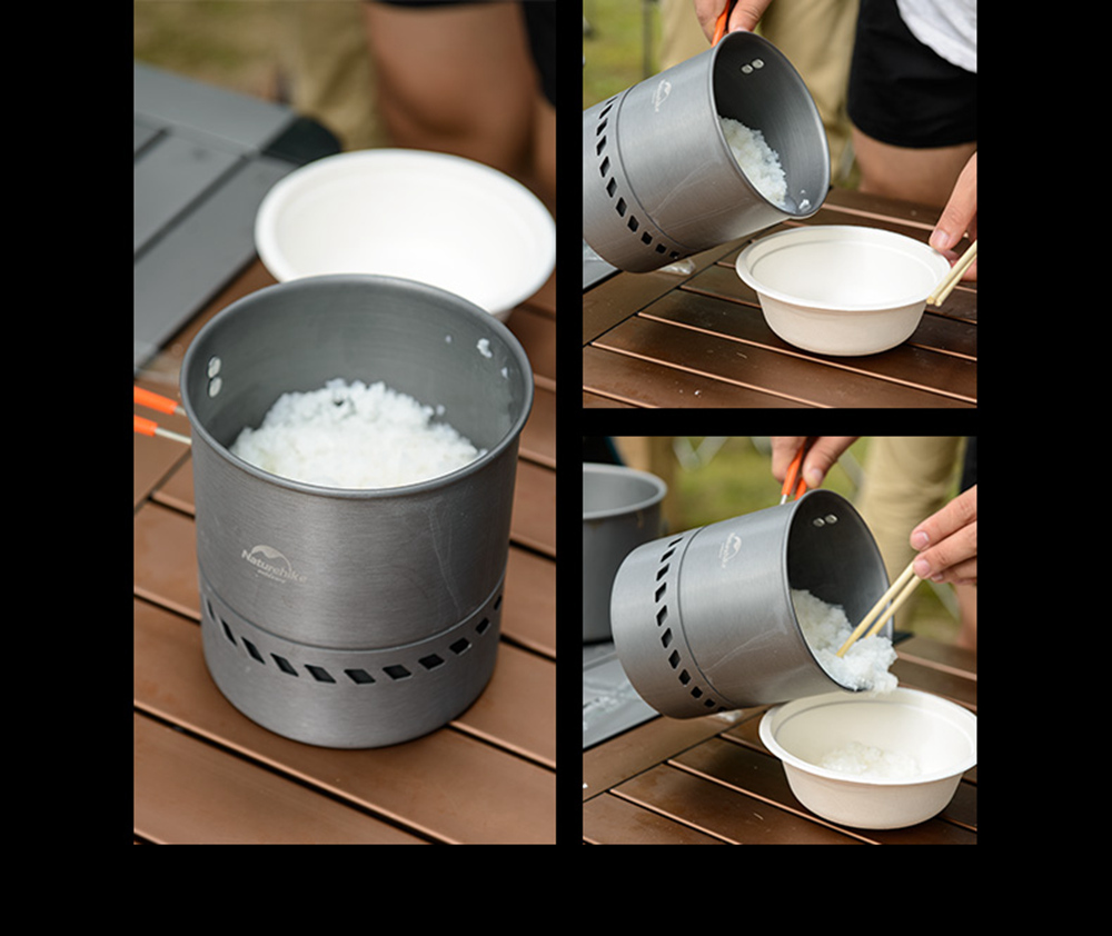 NatureHike Camping Pot Energy-saving Single Pot Outdoor Cooking Utensils Set Camping Barbecue Cutlery - Gray