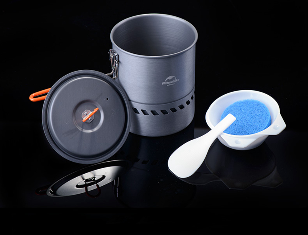 NatureHike Camping Pot Energy-saving Single Pot Outdoor Cooking Utensils Set Camping Barbecue Cutlery - Gray