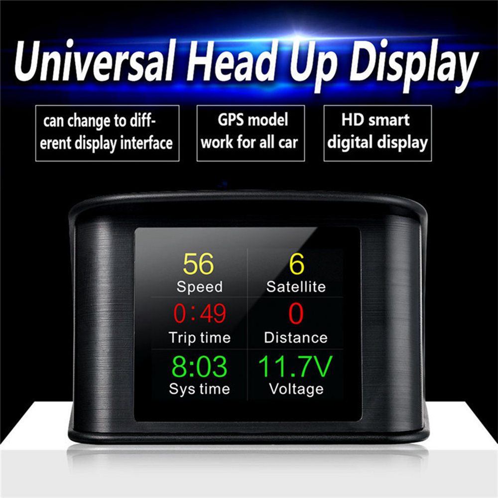 T600 2.6 Inch Car HUD Head-Up Display Intelligent Digital Instrument GPS Hnavigation Windscreen Speed Projector - Black