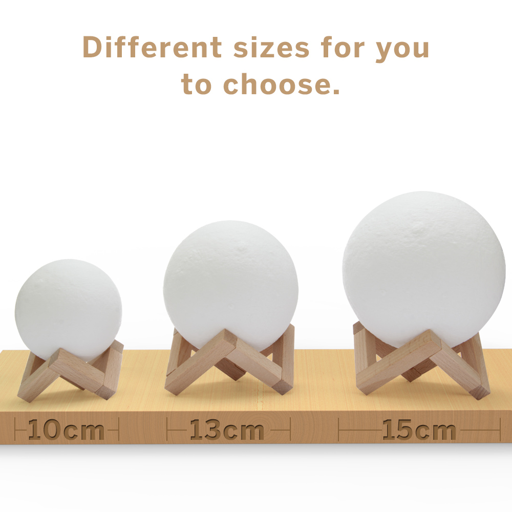 Geekbes 3D LED Moon Light  Dia.13cm Colorful Touch Control Nightlights Creative Gifts - White