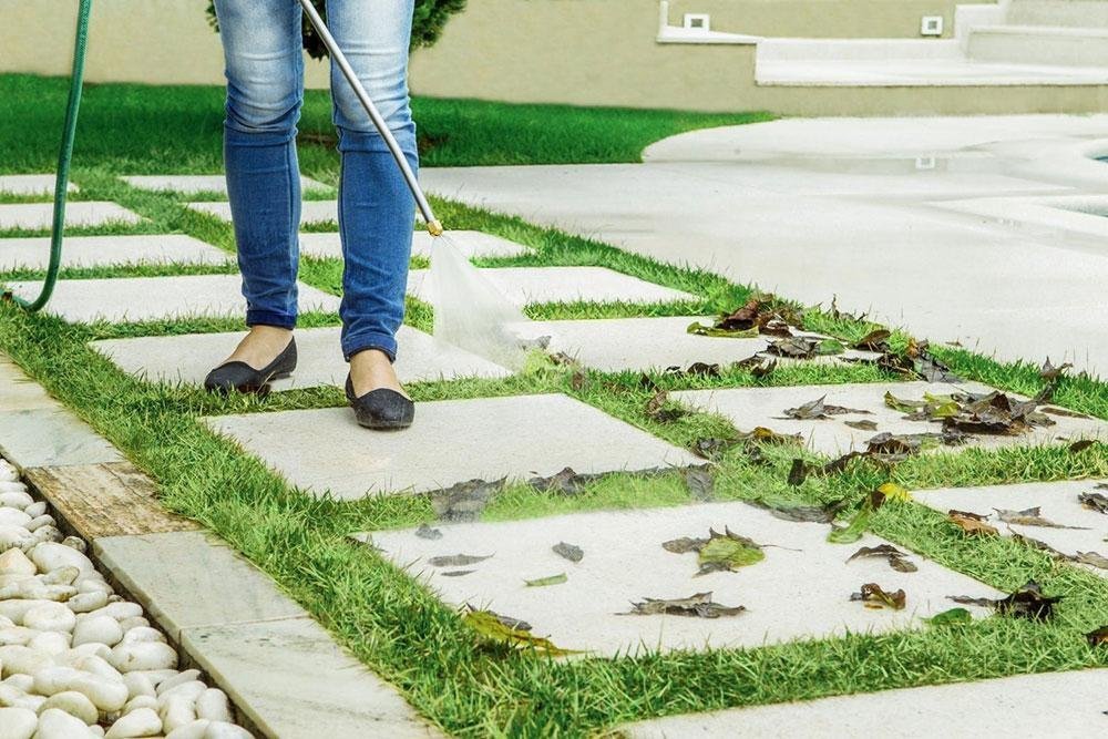 Car Wash Water Spray Nozzle Gun Fast Cleaning Garden Hose Watering Tool - Silver + Blue